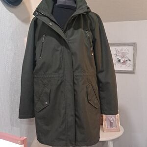 Kenneth Cole Reaction Khaki Green Hooded Jacket